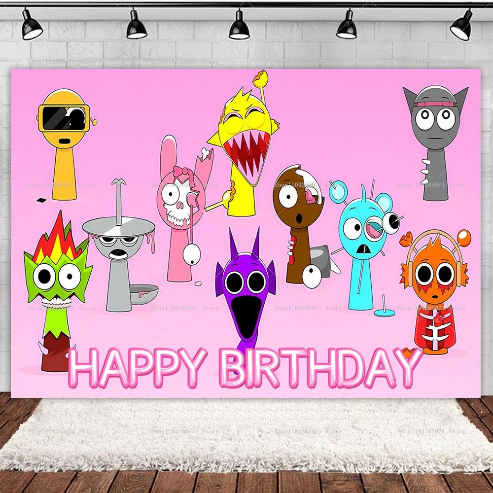Детский День Рождения Baby Shower Фон Горячая Игра Incredibox Sprunki Мультяшный Узор Портретная Фотография Декор для Внутренней Стены Принадлежности