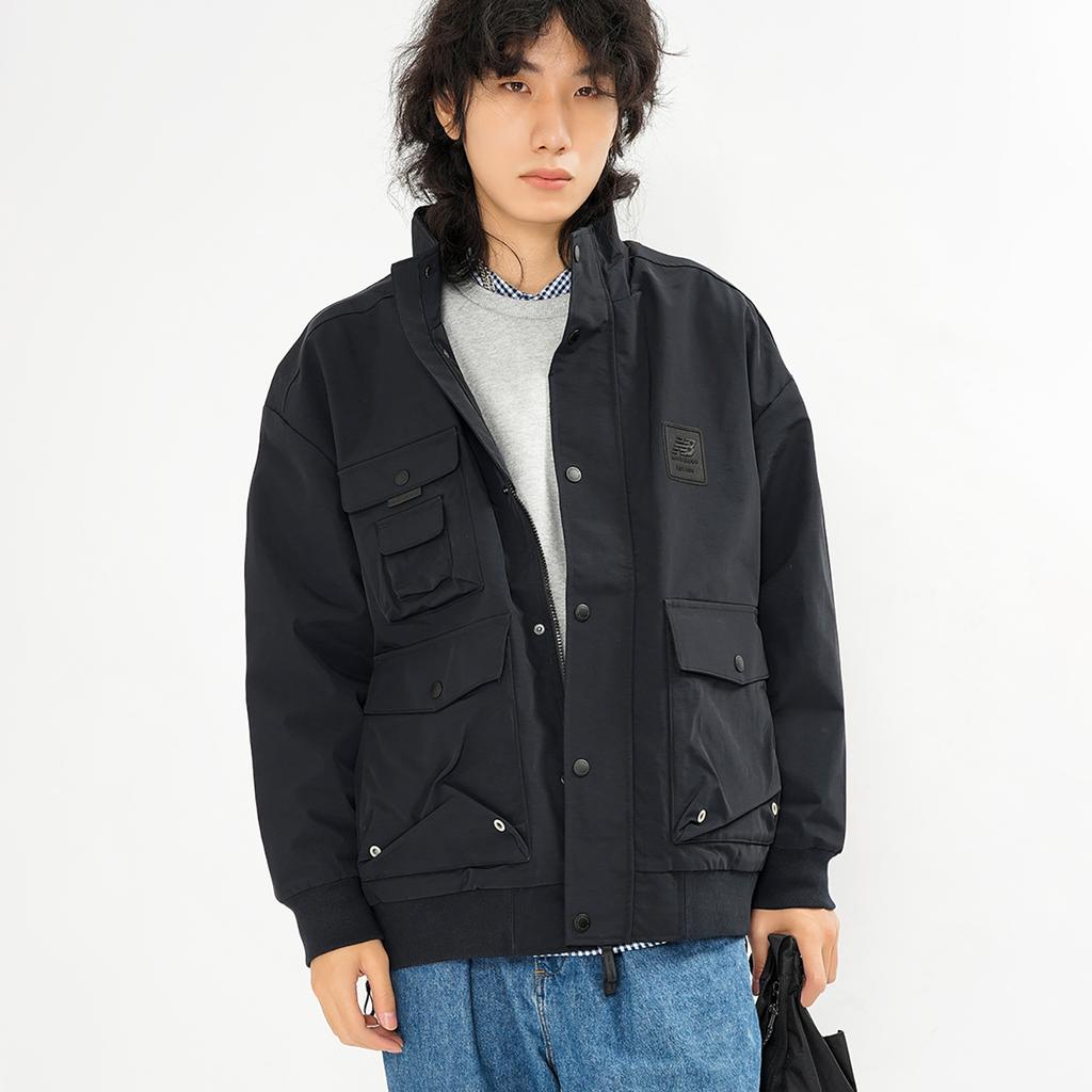 New Balance Multiple Pockets Cargo Windproof Sports Logo Jacket Black Unisex AMJ13384-BK