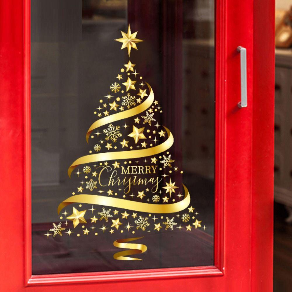 Большие рождественские наклейки Золотой декор Фреска Атмосфера Декор Обои Вечеринка
