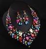 Супер-вспышка кристалл стекло драгоценный камень ожерелье серьги комплект вечернее платье преувеличенные аксессуары