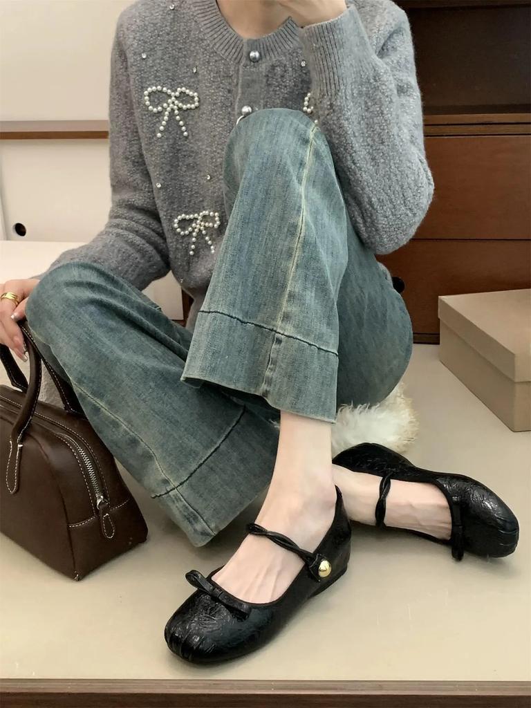 Балетки на плоской подошве Модная женская обувь Повседневные кроссовки с круглым носком Удобные туфли для вечеринок Ретро-стиль для отдыха Mujer