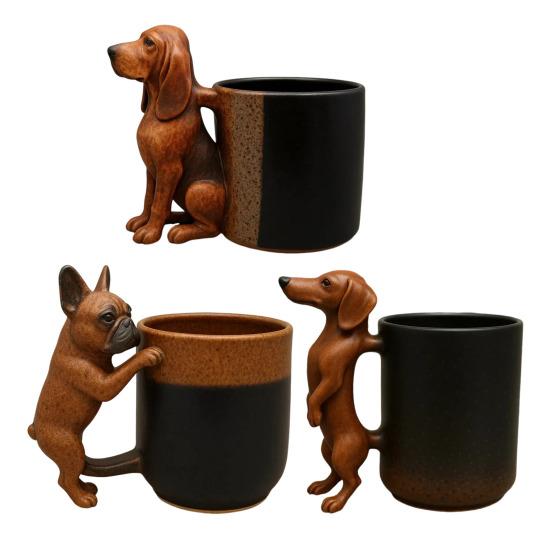 Кружка для кофе «Такса», кружка ручной работы «Бульдог», забавная кружка из смолы в виде животного, персонализированный подарок для любителей собак
