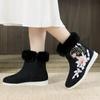 Women's Winter Warm Ankle Boots Anti Slip Fleece Lined Snow Boots With Side Zipper Comfortable Embroidered Faux Fur Lining Short Booties for Women