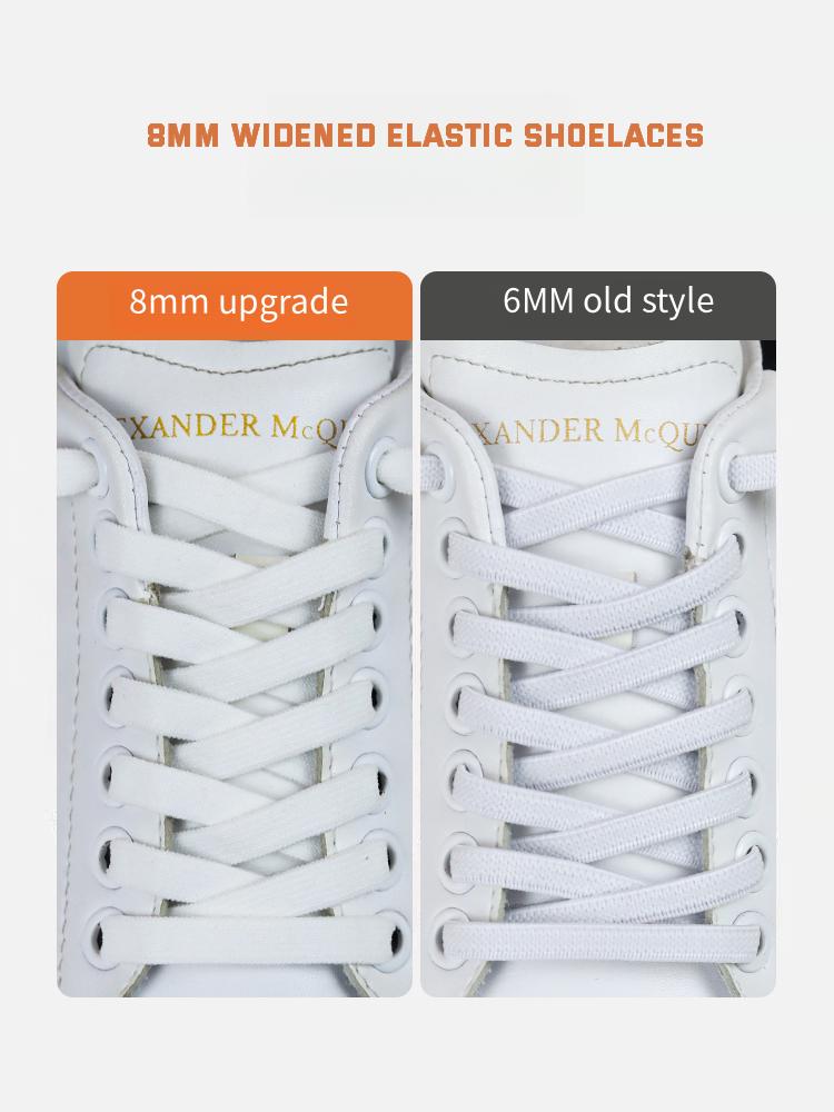 NO.8 Elastic Laces Sneakers Magnetic Lock Shoe Laces Without Ties Kids Adult 8MM Widened Flat No Tie Shoelaces for Shoes Accessories