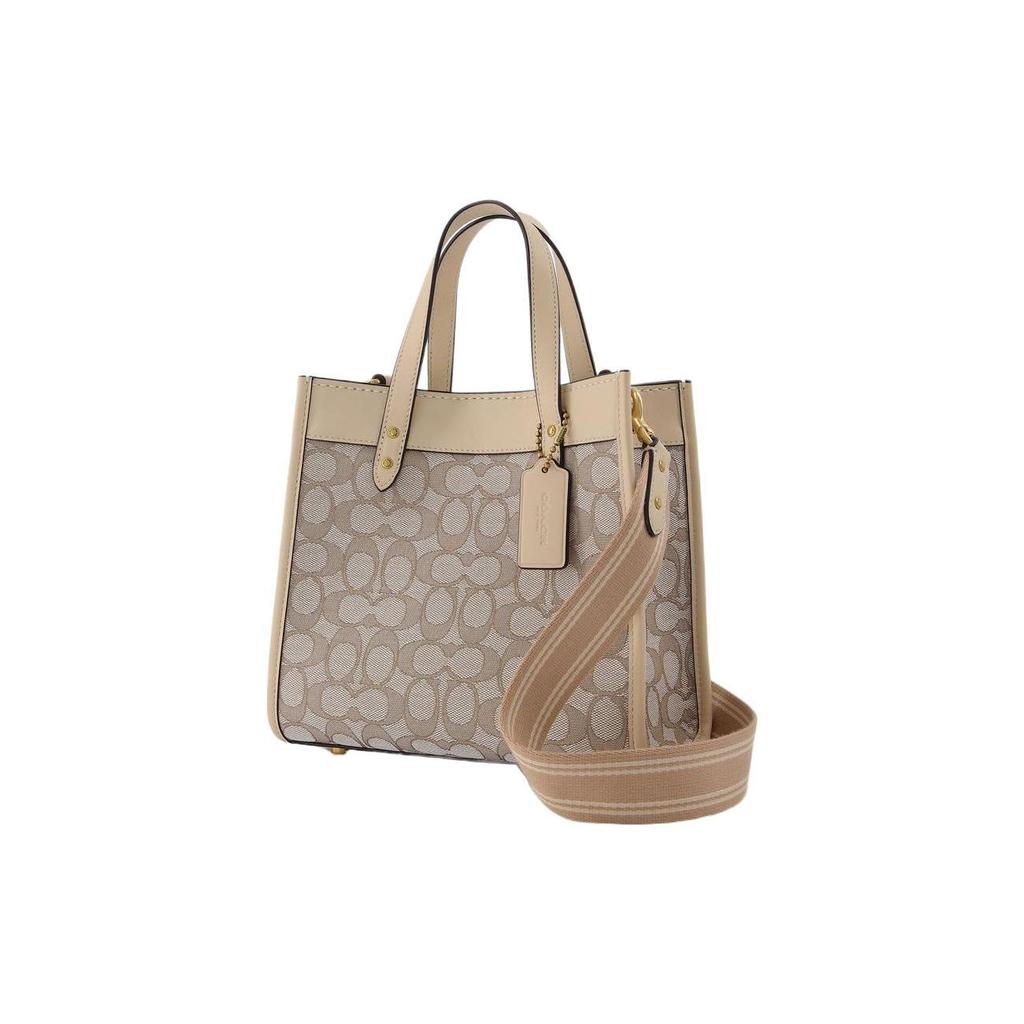 Coach Field 22 Fashion Print Color Block Fabric And Leather Tote Bag Women Tote Bags Khaki CD680-B4SHG