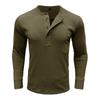 Men's Spring And Autumn Solid Color T-shirt Lapel 3 Button Open Placket Button Long Sleeved Top