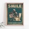 1pc Canvas Painting The Skeleton Man Is Squatting In The Toilet Wall Art, Human Skeleton Posters, Home Decor, No Frame