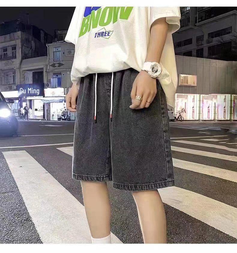 Men's Japanese Straight Denim Shorts - Summer Thin, Versatile, Loose Mid-Length, Wide-Leg Casual Shorts