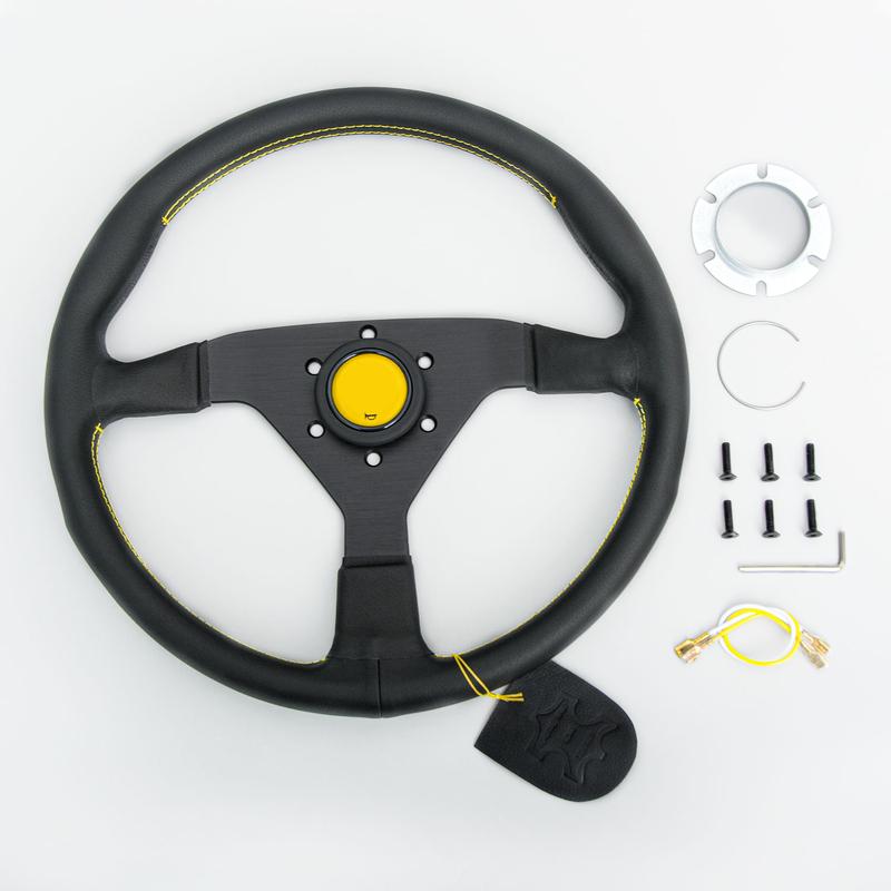 JDM Кожаный руль Универсальный 14 дюймов Модифицированный спортивный руль Автомобильные аксессуары