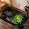 John Deere Personalized Crystal Velvet Carpet, Customized Name Text Soft Anti‑Slip Rug for Living Room Bedroom