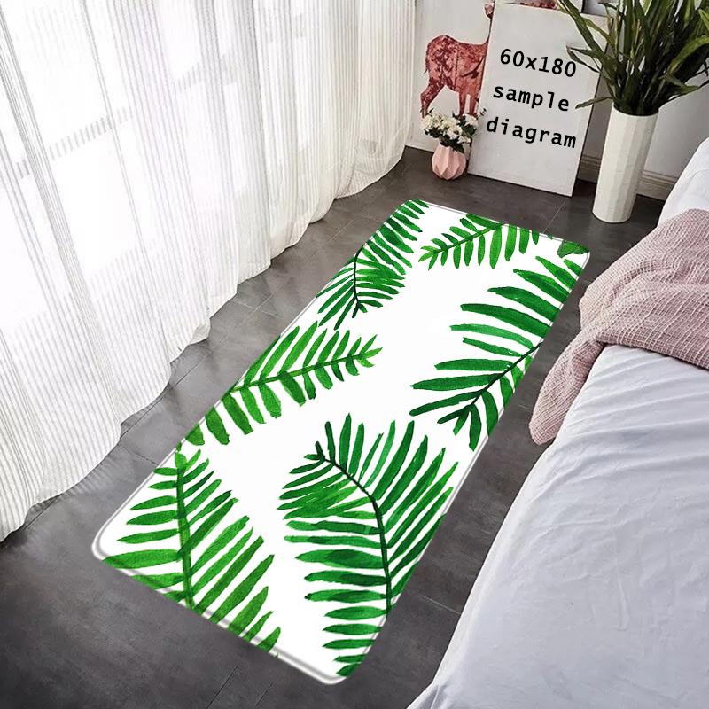 Floor Mat Nordic Tropical Leaf Pattern Non-slip Foot Rug Hallway Carpet Kitchen Water Absorbed Rugs Cozy Bedside Mats Home Decor