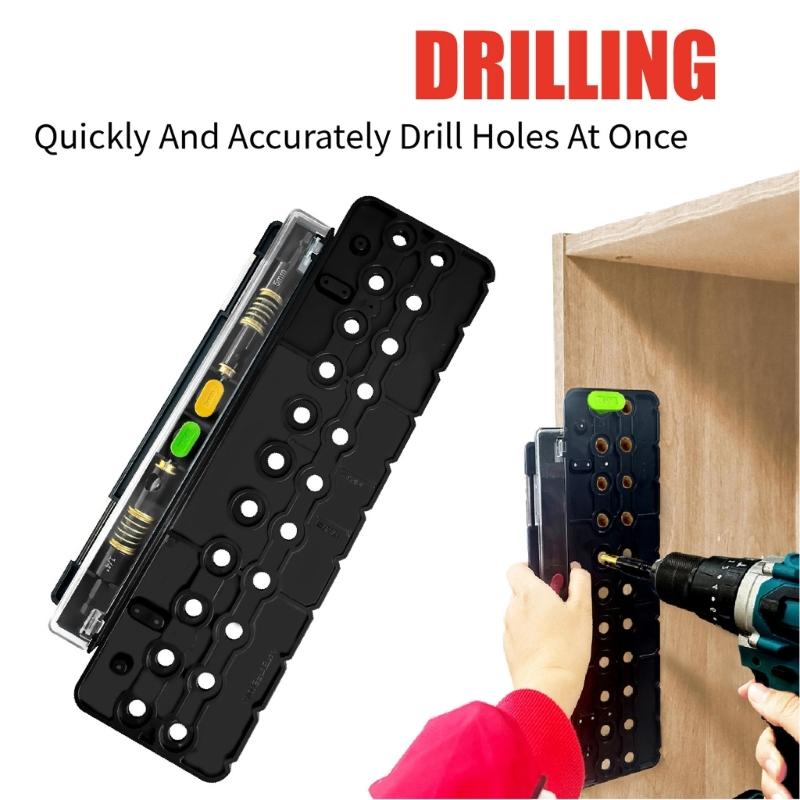 1/4Inch and 5mm Shelf Pin Drilling Jig Hinge Drilling Guide Template Tool Builtin Storage Compartment for Bit and Pin
