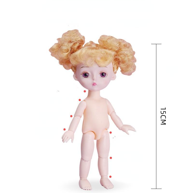 Мини-подвижная 13-шарнирная кукла 15 см, игрушка для девочек, 3D большие глаза, BJD принцесса, полная одежда, коллекция платьев, детская кукла в подарок