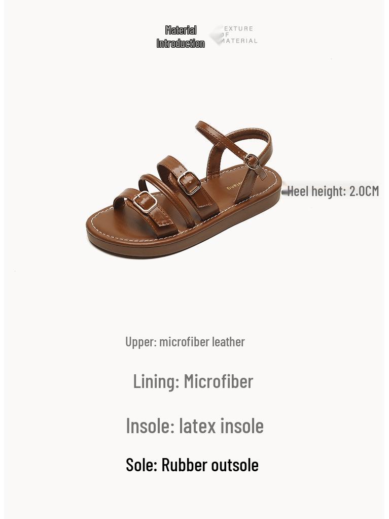 Weiwei Girl 020-1 French Style Flat Roman Sandals - Summer 2024 Women's One-Strap Shoes