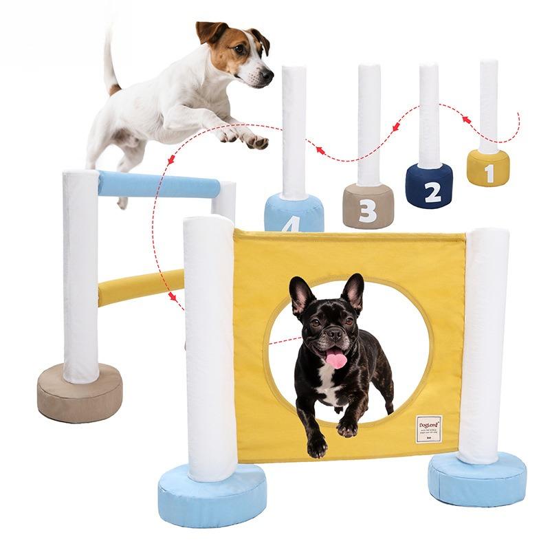 Soft Puppy Agility Training Set Indoor Dog Obstacle Course Toy Jump Hurdle Weave Pole Play Equipment for Small Medium Dogs