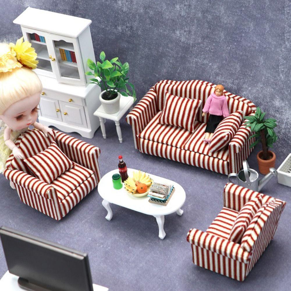 Имитация стула, столовой мебели, игрушки, деревянный стол, украшение кукольного дома, кукольный домик, диван, подушка