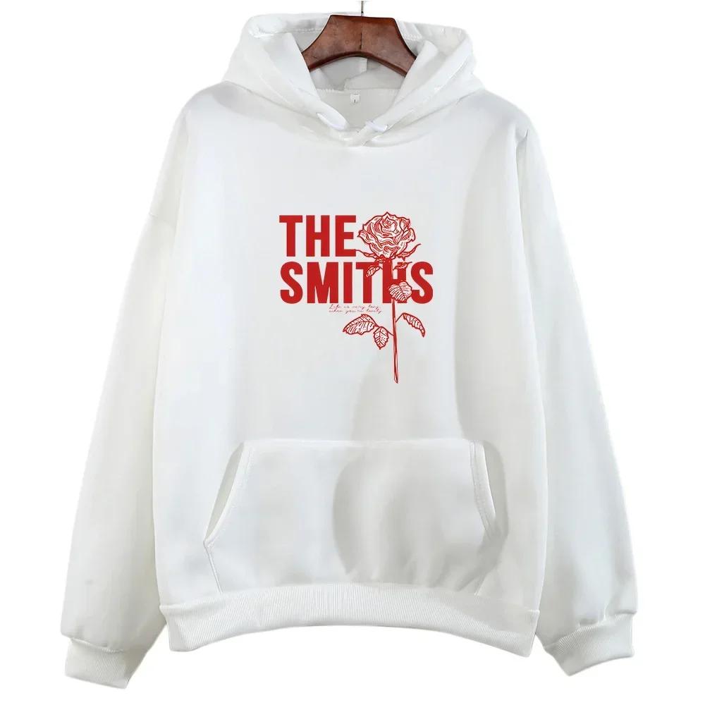 The Smiths Red Rose Print Hoodies Grunge Streetwear Pullovers Winter Women/Men Sweatshirts Casual Sudaderas Fleece Clothing