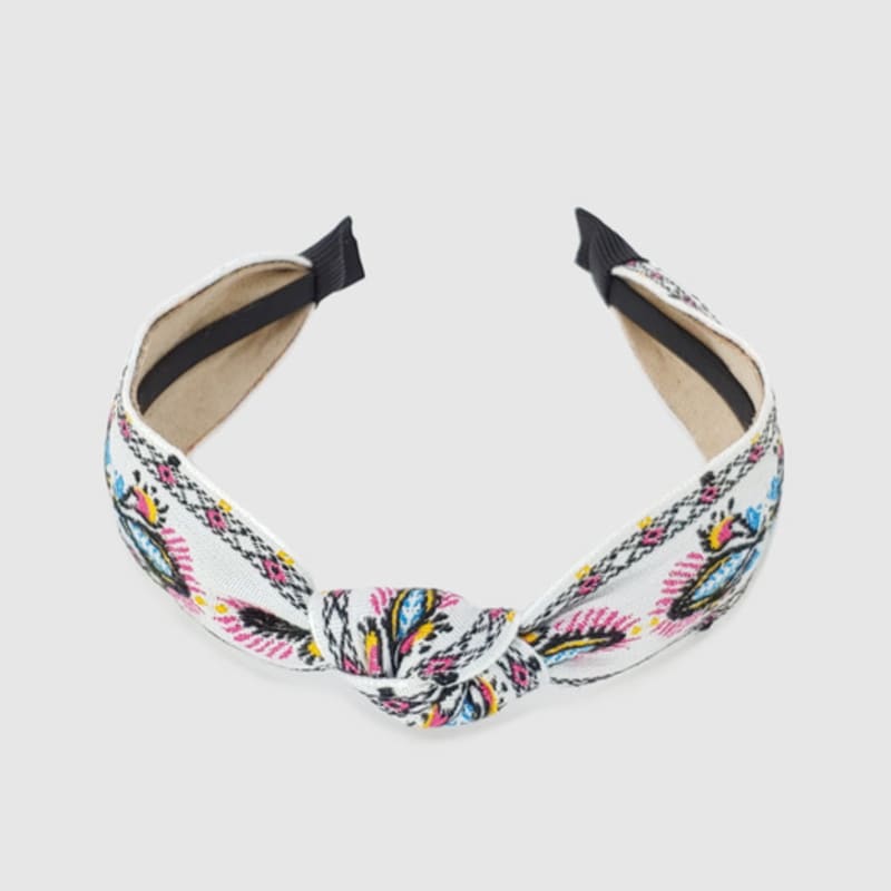 LALA Импортное кружево Этническая повязка для волос - БЕЛАЯ