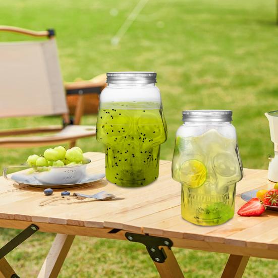 Банка для консервирования в форме черепа с крышкой, пищевая, без BPA, большая емкость, герметичная, многоразовая, держатель для напитков на Хэллоуин