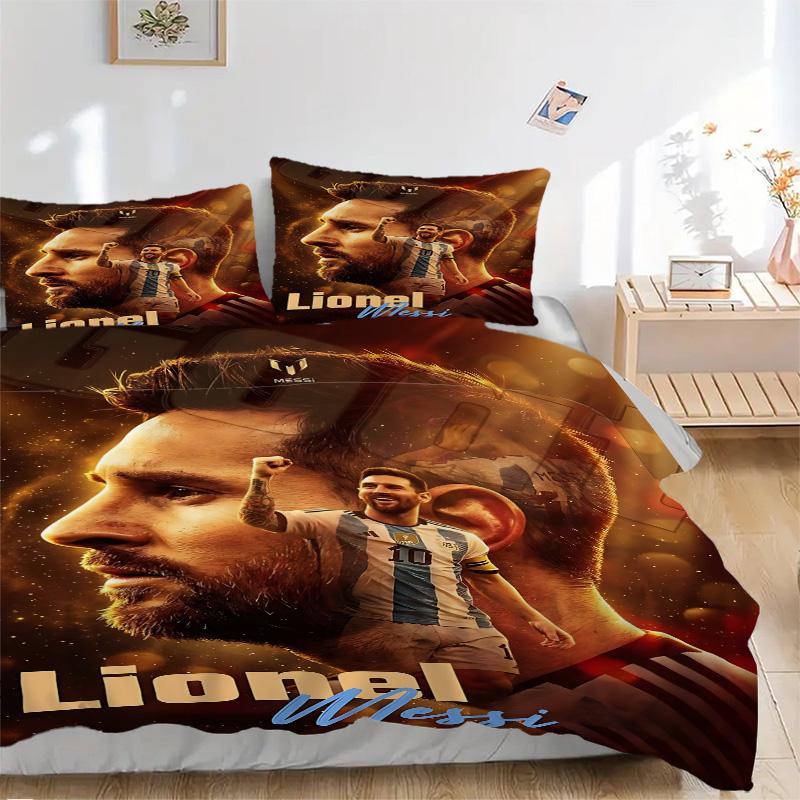Argentina'S Golden Legend Messi Print 3Pcs Bedding Setduvet Cover With 2 Bedropillowcase Home Birthday Gift