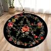 Ретро Пятиконечная Звезда Цветок Пиона Круглый Ковер Цветочный ковер Гостиная Устойчивый к грязи Износостойкий Коврик Круглый Ковер