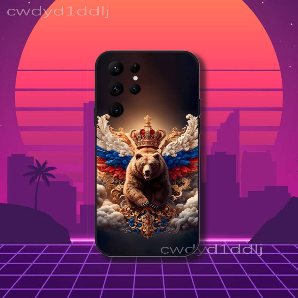 Russia Russian Flag Phone Case For Samsung S10,S21,FE,S21 ,S26,S25,S24,S23,Ultra,S9,S22,Plus Black Shockproof Silicone Sof