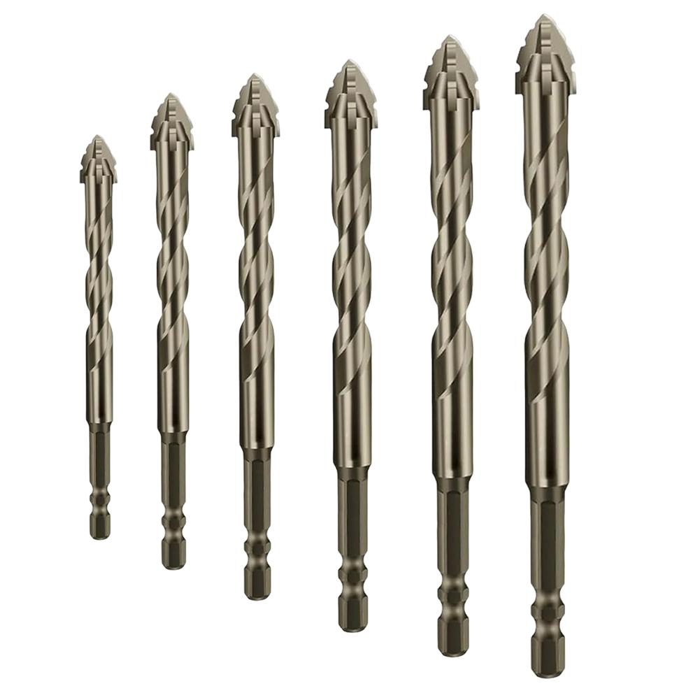 6PCS 4-Blade Saw Tooth Eccentric Drill Bit Hard Alloy Eccentric Twist Drill Bit High-Strength Professional Rotary Tool Accessory