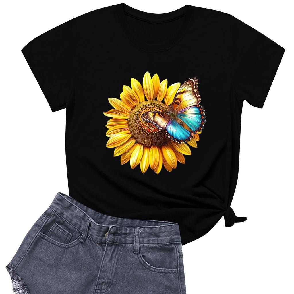 Женская модная повседневная футболка с круглым вырезом и короткими рукавами