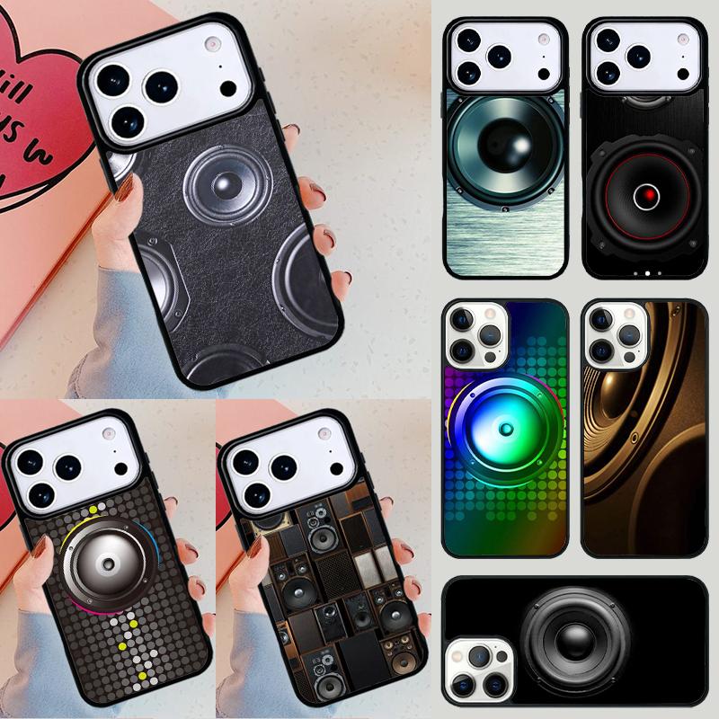 Массивные Музыкальные Колонки мягкий Чехол для Телефона Для iPhone 17 Air 14 15 13 12 Max Чехол Для Apple 16e 11 Pro Max Plus Coque