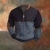 New European American Autumn Winter Men's Printed Half-zipper Sweatshirt Spliced Long-sleeved Casual Versatile Top