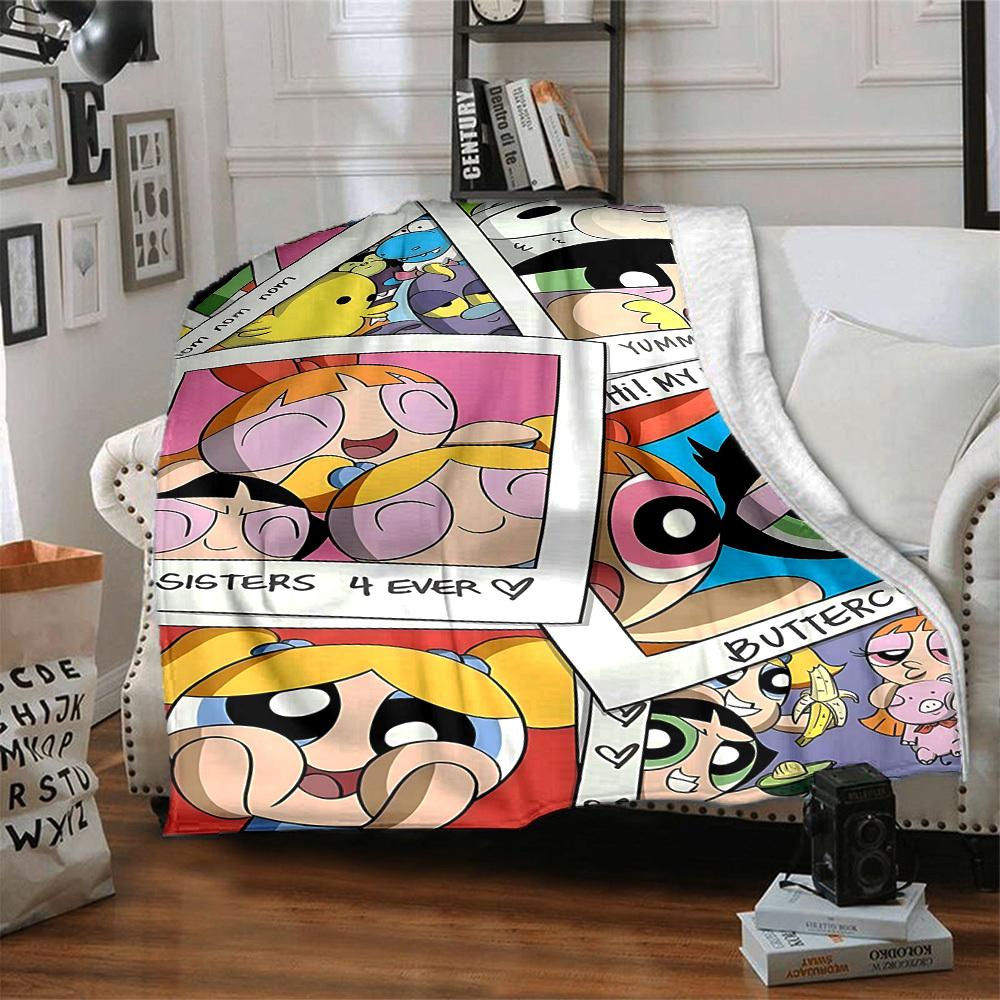 1pc Powerpuff Girls Flannel Blanket, Soft Skin Friendly with Digital Printing, Various Sizes Available for Family, Friends, Birthday