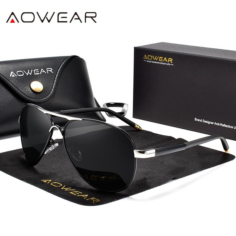 AOWEAR Мужские Авиационные Солнцезащитные Очки Мужские Поляризационные Зеркальные Солнечные Очки для Мужчины HD Водительские Пилотные Солнечные Очки lunettes de soleil homme