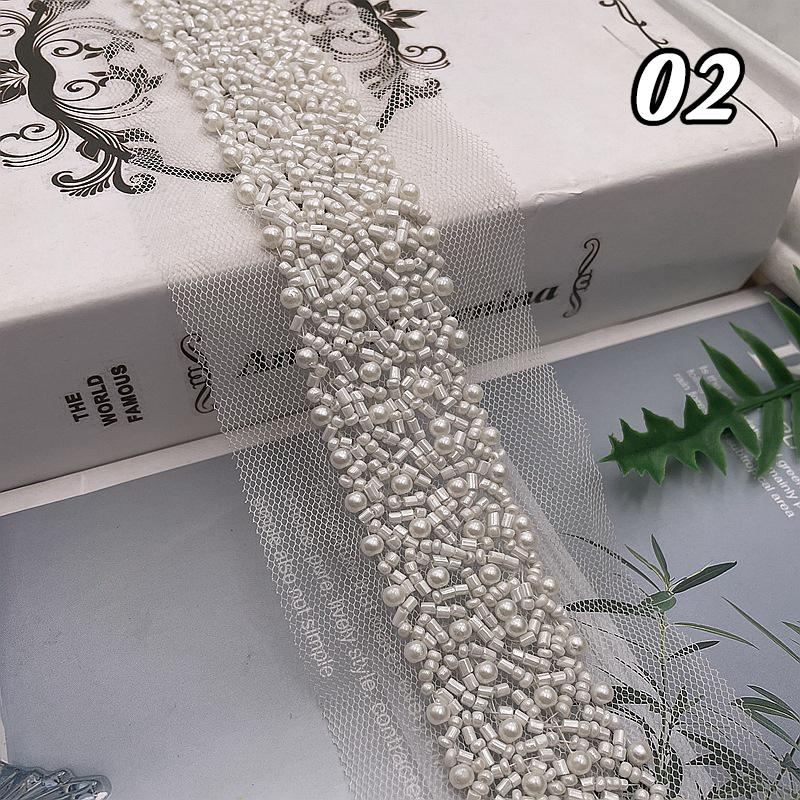 Кружевная лента с бисером Кружевная ткань Отделка бахромой из бисера Вышитая отделка воротника Африканская кружевная ткань Шитье DIY поделки