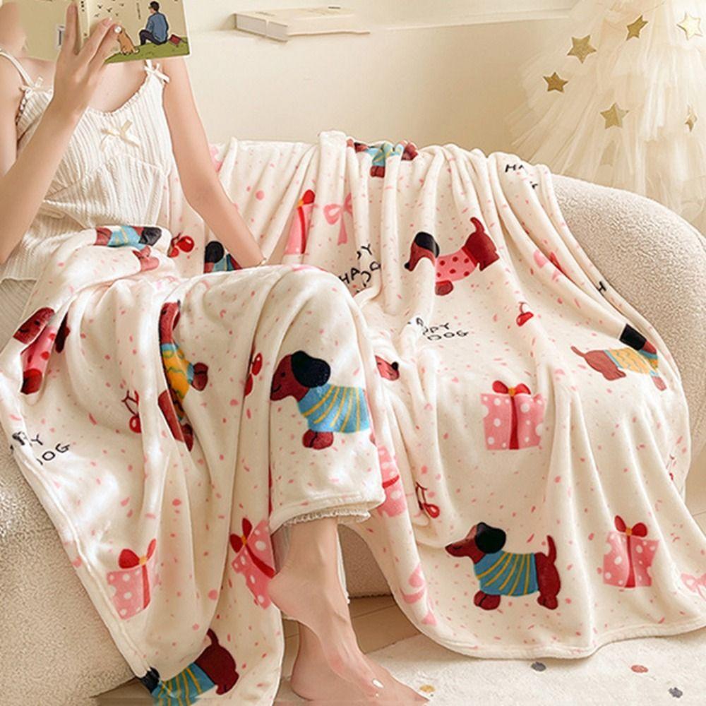 Thickened Christmas Flannel Blanket Fluffy Throw Air Condition Blanket  Happy New Year