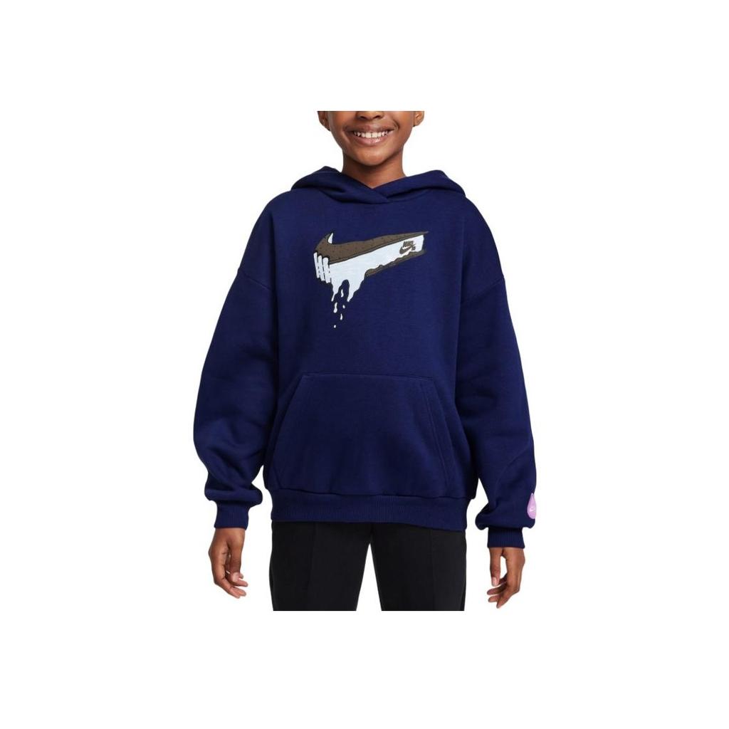 Nike Sb Eo Flc Hoodie Gfx Sports Casual Pullover Long Sleeve Kids Hoodies Blue HF8801-492
