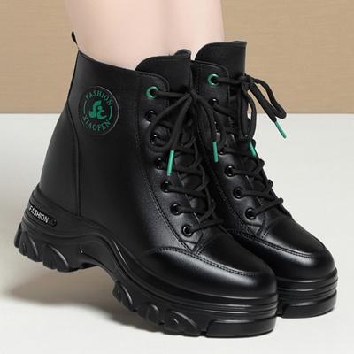 Повседневные кроссовки с высоким верхом для женских новых моделей, осенне-зимние ботинки, бархатные полусапожки, ботинки Мартин на толстой подошве, обувь, хлопковые ботинки.