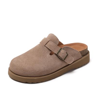 Первый слой Пибокен пробковые тапочки женские ретро новые повседневные на одной педали толстоподошвенные уродливые с большой головой мюли H