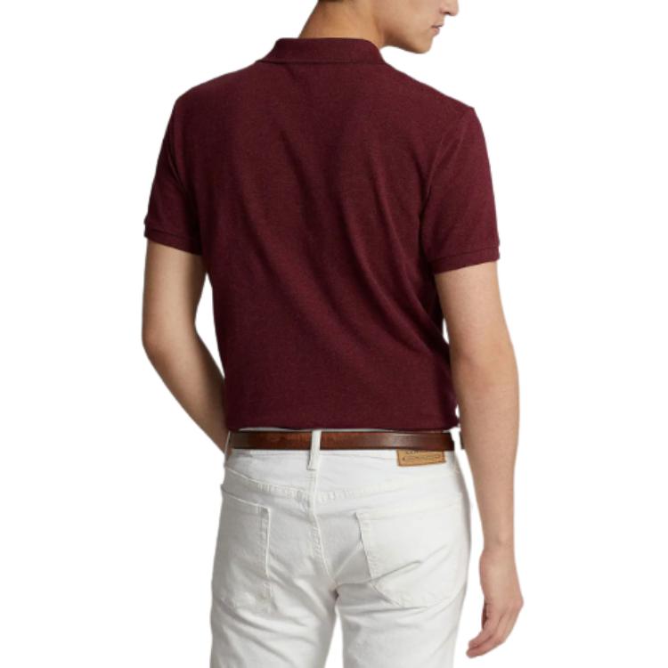 Polo Ralph Lauren Solid Logo Straight Fit Polo Shirt Men tops Borgundy 710534735-343