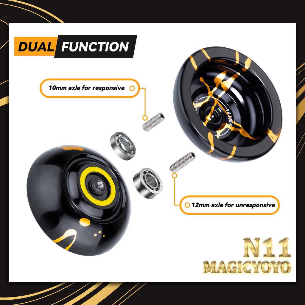 MagicYoYo Новый дизайн N11 Сплав Алюминий Профессиональный Йо-йо Неотзывчивый Йо-йо шар (Черный с золотым) от MAGICYOYO