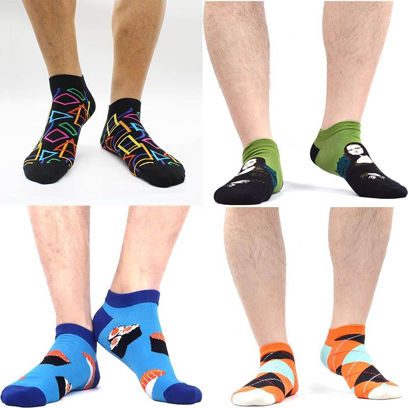 5 пар мужских и женских носков геометрического цвета, повседневные носки-лодочки, клетчатые полосатые носки