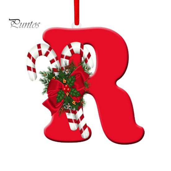 Подвесные украшения красного цвета из 26 букв со шнурком и рождественскими цветочными подвесками Рождественская елка Украшение в виде капли Праздничная вечеринка Новый год Рождество