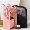 Футляр для кистей для макияжа, держатель для кистей для макияжа, водонепроницаемая косметичка, складная косметичка на молнии (Черный + Розовый)