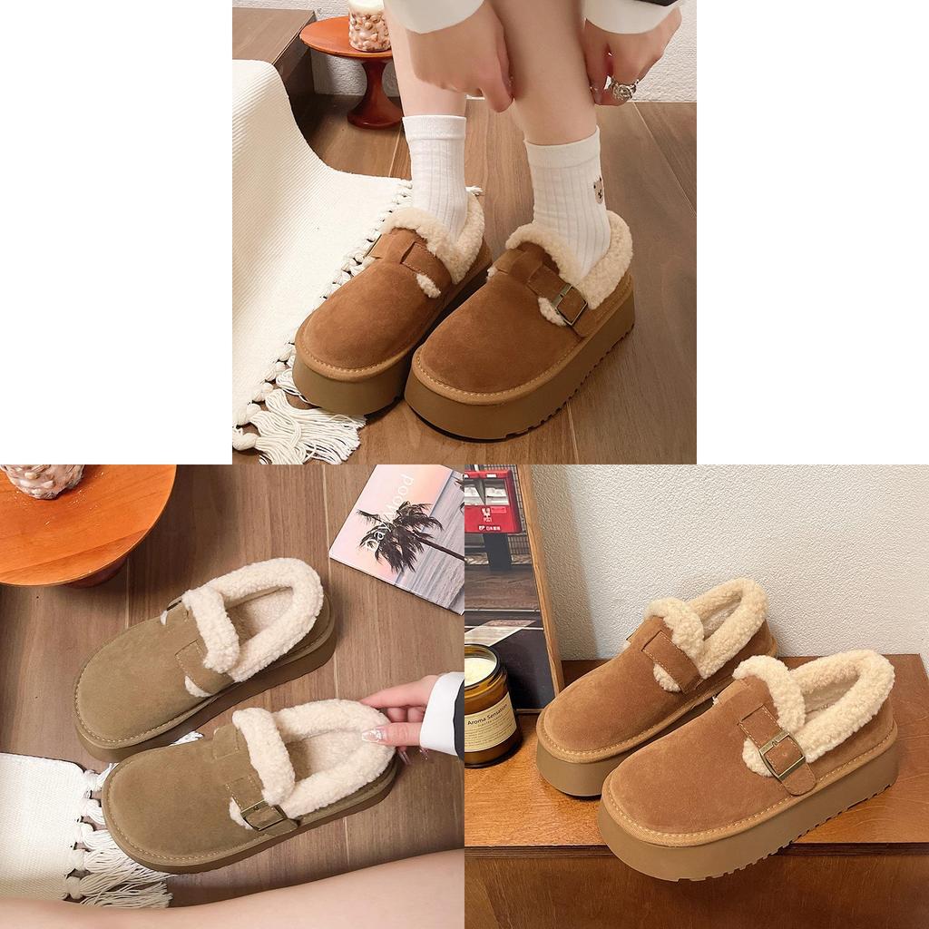 Winter Women Cotton Shoes With Thick Heel And Sole For Daily Comfort