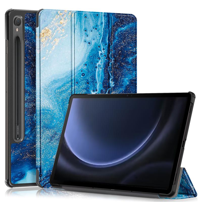 Flip Leather Case for Samsung Tab S9 FE Case 10.9 Inch Cute Paint Smart Cover for Funda Galaxy Tab S9 Fe Tab S9 Case Kids Protection Cover
