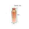Copper Water Bottle with Leak Proof Protection, Ayurveda and Yoga Health Benefits. (Half Hammered Design,1000ml)