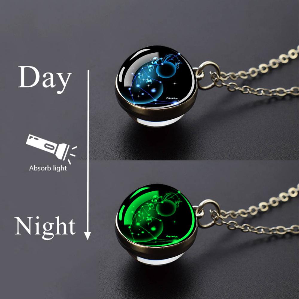 Luminous Starry Sky Glass Ball with Constellation Pattern Pendant Necklace - Men's Fashion Zinc Alloy Jewelry