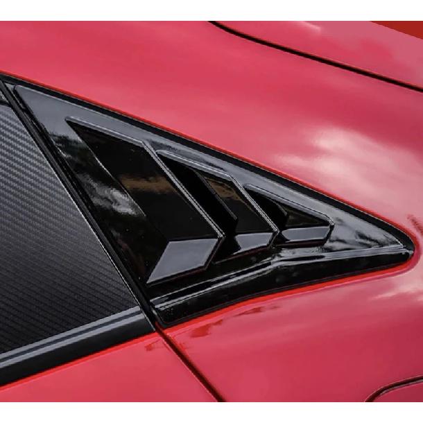For Honda Civic Type R Hatchback ABS Rear Quarter Panel Window Side Louver Black Carbon Fiber Color Vent Sticker Cover