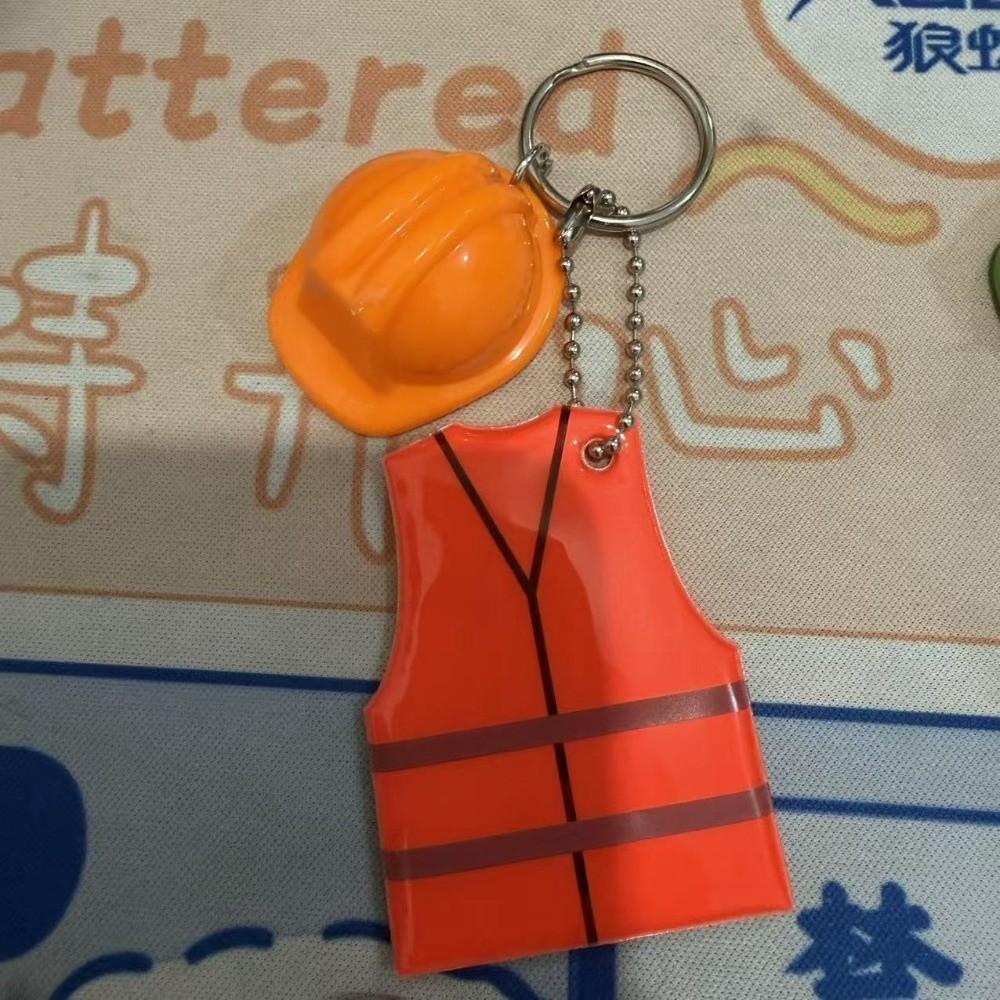 Safety Helmet Shape Reflective Keychain Creative Vest Shape Vest Shaped Keychain For Men