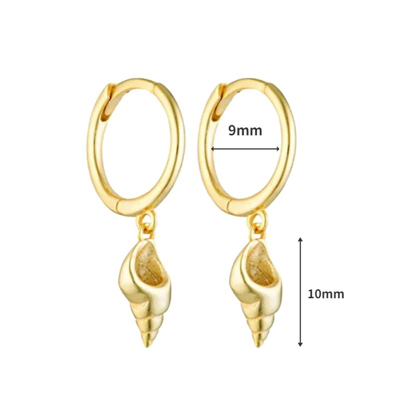 925 Silver Needle Square Pendant Hoop Earrings Vintage Gold Earrings For Women Shell Pendant Earring Fashion Jewelry Accessories