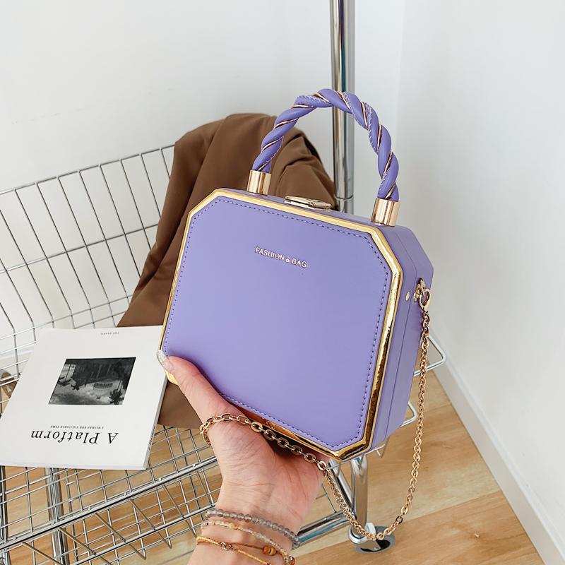 Fashion Designer Metal Square Bag Ladies Small Cell Phone Chain One Shoulder Crossbody Purse Box Evening Print Classical Solid